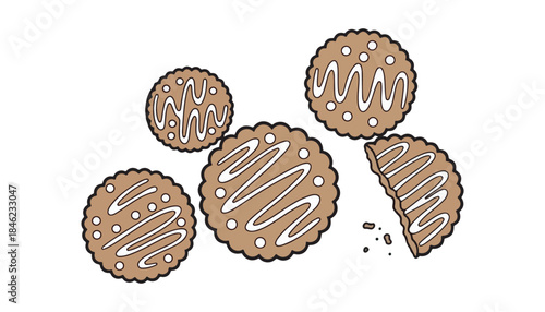 Chocolate chip cookies isolated on a white background delicious sweet baked snack for dessert or breakfast