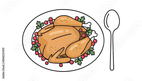 A delicious gourmet Turkey Grilled on a white plate is ready for your dinner or breakfast