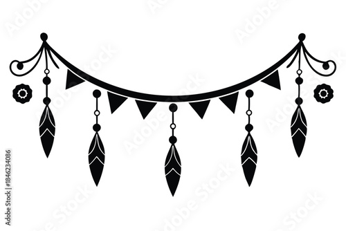 decorative toran line art silhouette vector illustration