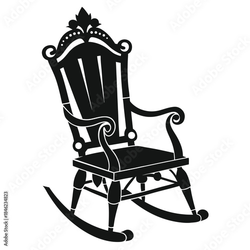 decorative rocking chair line art silhouette vector illustration