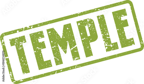 Temple Word Rubber Stamp Sign Emphasizing Sacred Places and Spiritual Journeys Globally