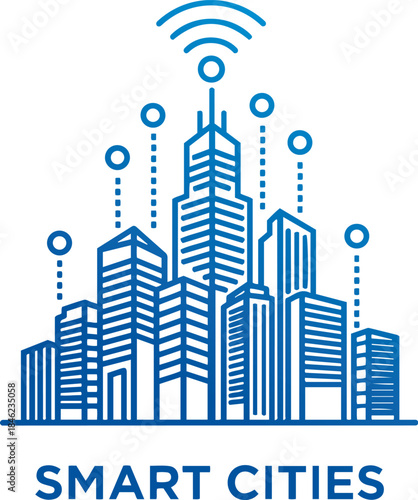 Smart Cities Concept with Connected Buildings and Wireless Network Technology