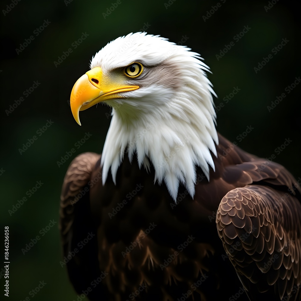 Fototapeta premium American bald eagle on white background in zoo setting