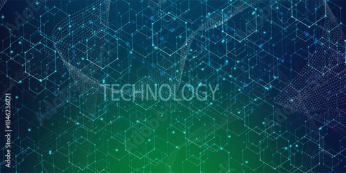Dark Teal Technology Network Background