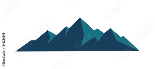 Abstract Mountain Range Landscape Illustration in Blue and Teal Colors