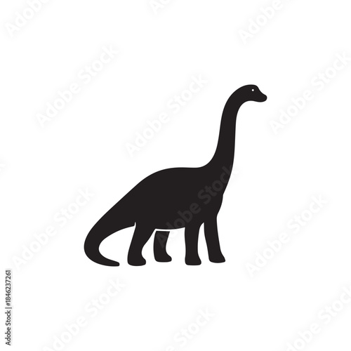 very simple flat and single minimalist Brachiosaurus Silhouettes in black on a white background