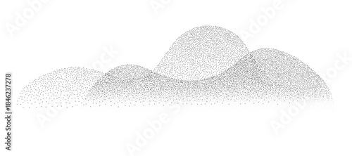 Cuadro en lienzo Abstract Stipple Pattern Landscape with Hills and Gradient Density on White Back