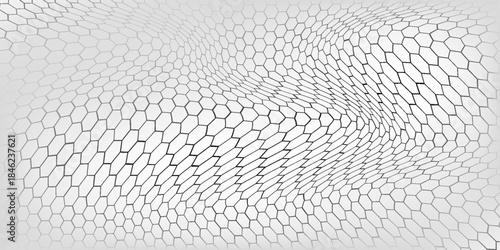 Fishing or soccer net. Repeated hexagon pattern. Black wired mesh texture isolated on white background. Metallic or fabric fence, cage or lattice structure. Vector graphic   eps10