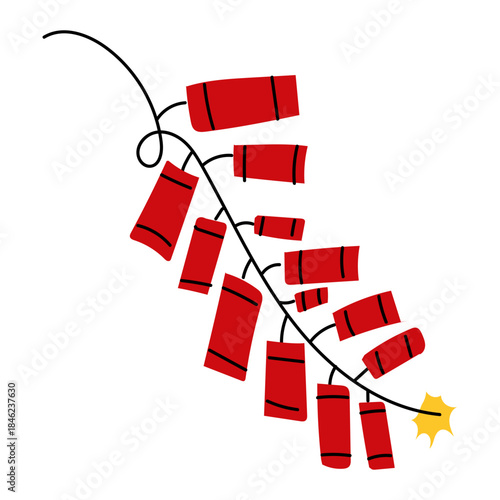 Illustration of Exploding Red Firecrackers