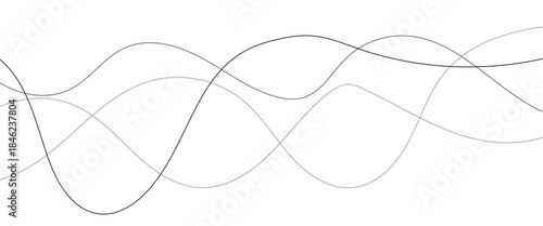 Thin line wavy abstract seamless pattern. background. Line art striped vector. Wavy line horizontal divider outline vector illustration. Curved black long lines seamless pattern isolated on white