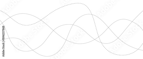 Thin line wavy abstract seamless pattern. background. Line art striped vector. Wavy line horizontal divider outline vector illustration.