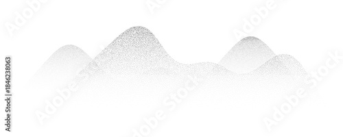Abstract Stippled Mountain Range Landscape Illustration with Dotwork Technique and Gradient Effect