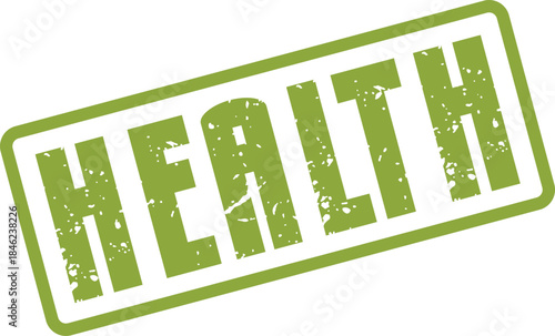 Promoting well being with a vibrant green grunge health stamp concept