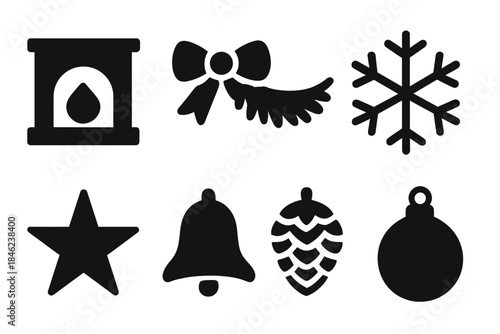 Holiday Hearth Icons. Holiday Hearth Elements. Filled icon set of Holiday Hearth Elements: hearth frame,