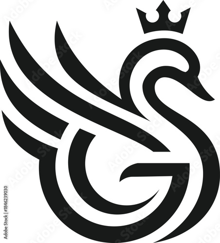 Royal Swan Letter G Logo Emblem