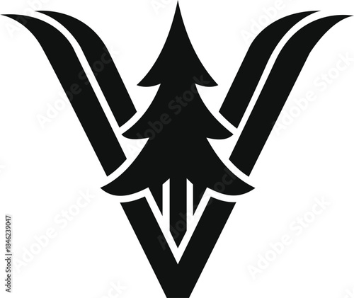 Pine Tree Letter V Logo Mark