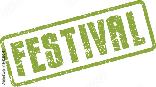 Green Rubber Stamp FESTIVAL Text for Vibrant Celebrations and Public Events