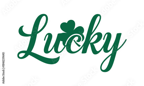 Lucky Word With Shamrock and Clover Icon Graphic Design