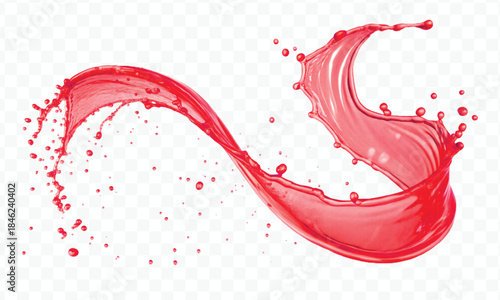 colorful juice or water splash in mid air cut and curve style isolated on transparent background