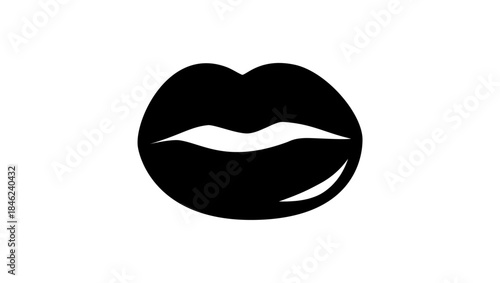 Coffee bean lip shape, black isolated silhouette
