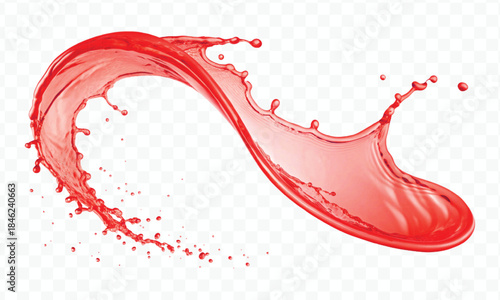 colorful juice or water splash in mid air cut and curve style isolated on transparent background