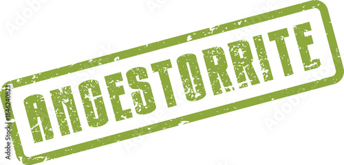 Green Distressed Rubber Stamp Seal Featuring Ancestorrite Word Mark Grunge Textured Design