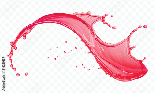 colorful juice or water splash in mid air cut and curve style isolated on transparent background