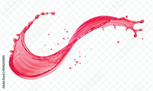 colorful juice or water splash in mid air cut and curve style isolated on transparent background