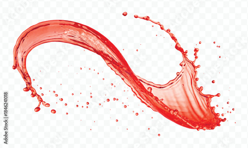 colorful juice or water splash in mid air cut and curve style isolated on transparent background