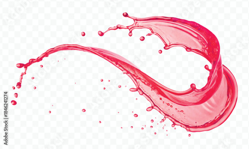 colorful juice or water splash in mid air cut and curve style isolated on transparent background