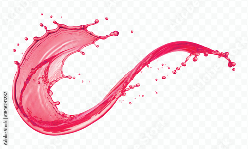 colorful juice or water splash in mid air cut and curve style isolated on transparent background