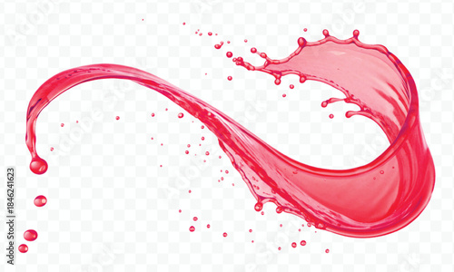 colorful juice or water splash in mid air cut and curve style isolated on transparent background