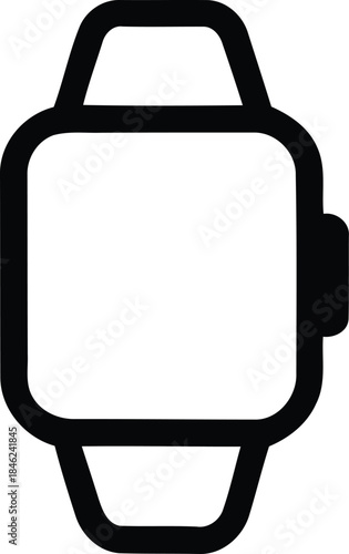 Minimalist outline icon of a modern digital smartwatch with a square face and a simple band
