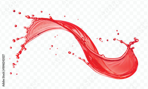 colorful juice or water splash in mid air cut and curve style isolated on transparent background