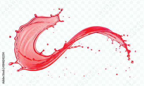 colorful juice or water splash in mid air cut and curve style isolated on transparent background