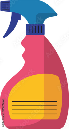 Pink household cleaning spray bottle with a blue trigger and nozzle for effective sanitation