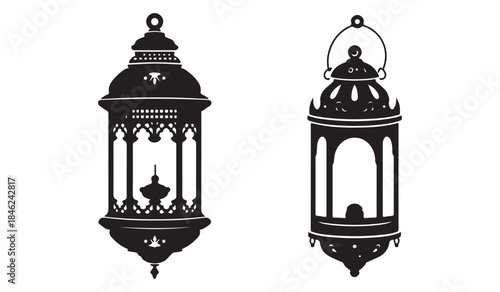 Set of lantern silhouette or hangin lantern icon vector. vector illustration EPS 10