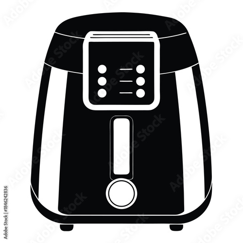 contemporary air fryer with digital controls line art silhouette vector illustration