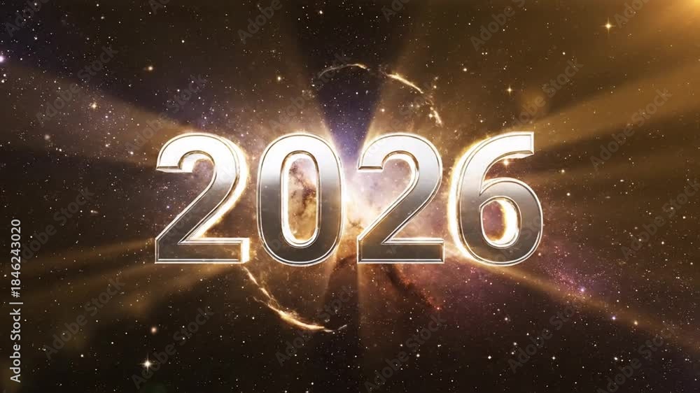 Cosmic Countdown to the Year 2026 with Galactic Visuals and Radiant ...
