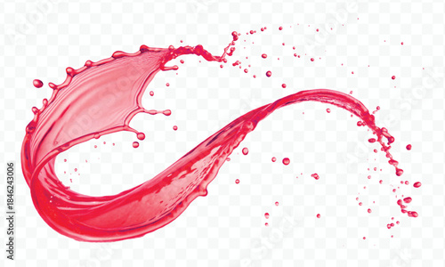colorful juice or water splash in mid air cut and curve style isolated on transparent background