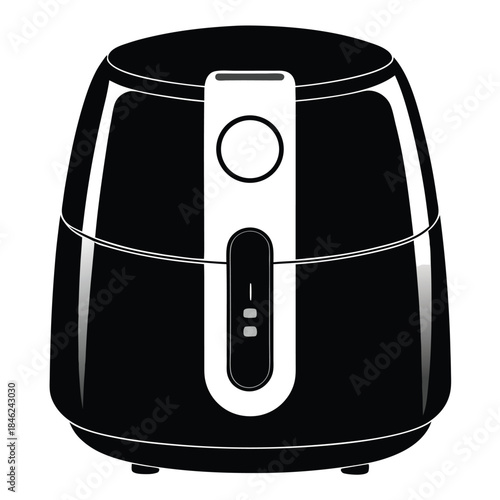 contemporary air fryer with digital controls line art silhouette vector illustration