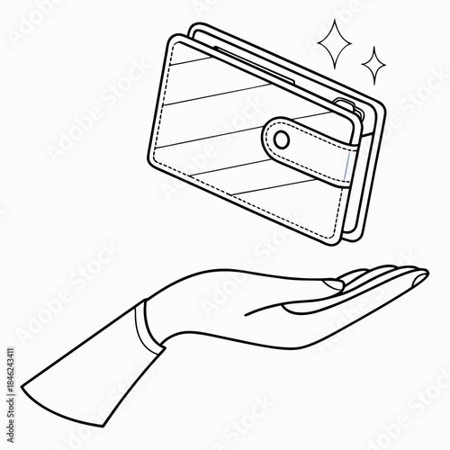 Transparent holographic wallet hovering above hand