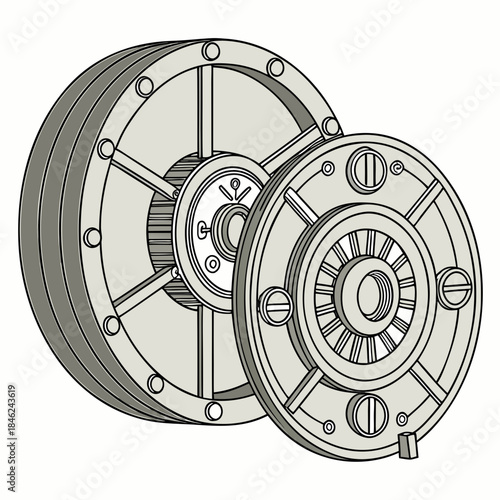 3d vault wheels and locks symbolizing financial security