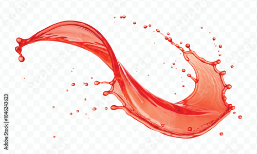 colorful juice or water splash in mid air cut and curve style isolated on transparent background