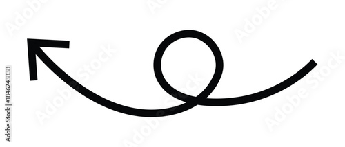 Spiral hand drawn arrow icon vector. curve wave arrow. Vector illustration isolated on white background.