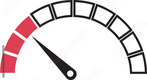 Speed Meter Icon. Speed indicator sign. Performance concept. Fast speed sign. Vector scale, level of performance. Speed dial indicator. Infographic of risk, gauge, score progress.
