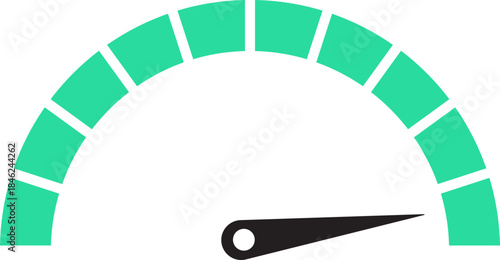 Speed Meter Icon. Speed indicator sign. Performance concept. Fast speed sign. Vector scale, level of performance. Speed dial indicator. Infographic of risk, gauge, score progress.