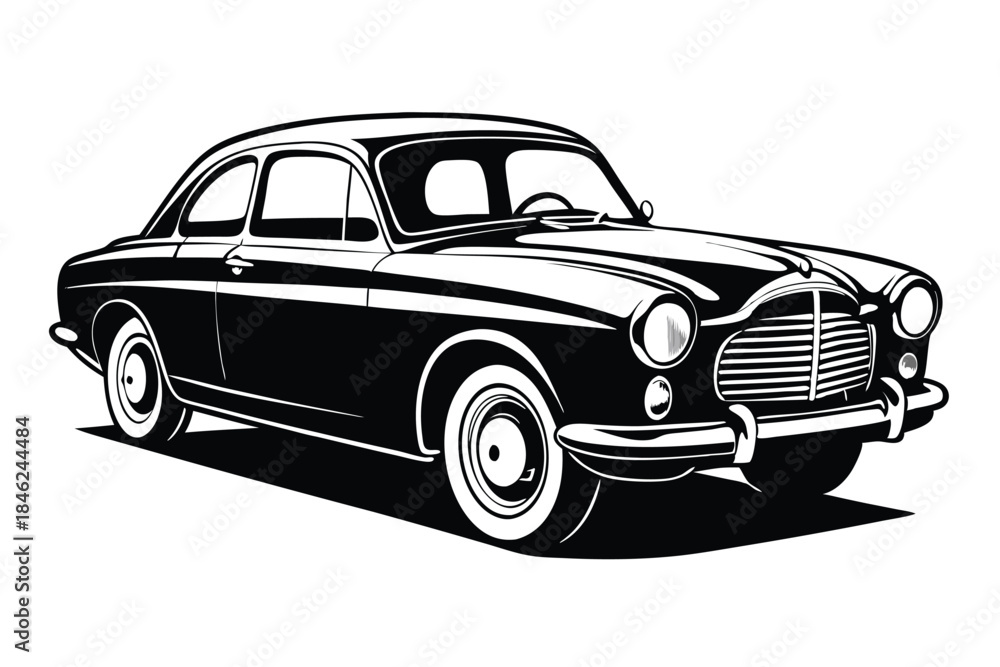 Fototapeta premium classic car line art silhouette vector illustration