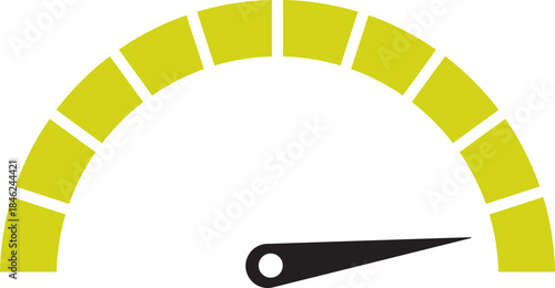 Speed Meter Icon. Speed indicator sign. Performance concept. Fast speed sign. Vector scale, level of performance. Speed dial indicator. Infographic of risk, gauge, score progress.