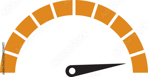 Speed Meter Icon. Speed indicator sign. Performance concept. Fast speed sign. Vector scale, level of performance. Speed dial indicator. Infographic of risk, gauge, score progress.